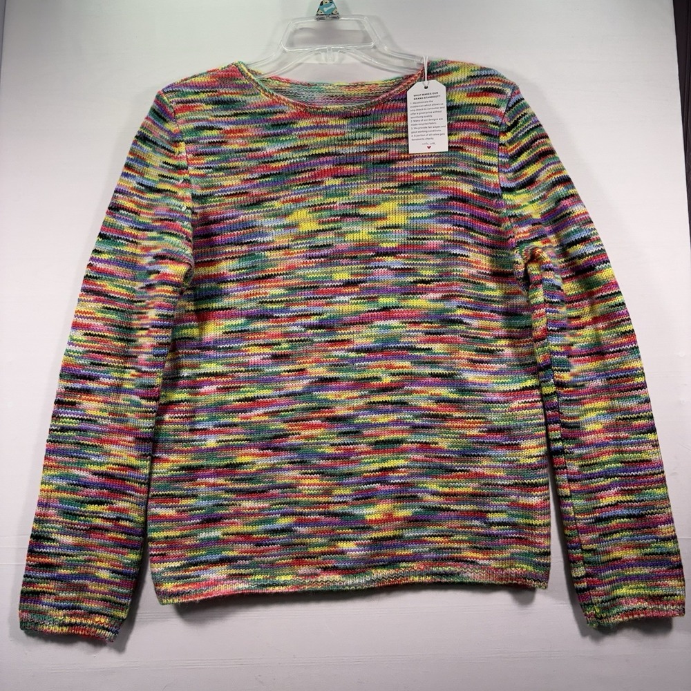 Womens Knit‎ Bright Multicolor Pullover Sweater Crew Neck  Small